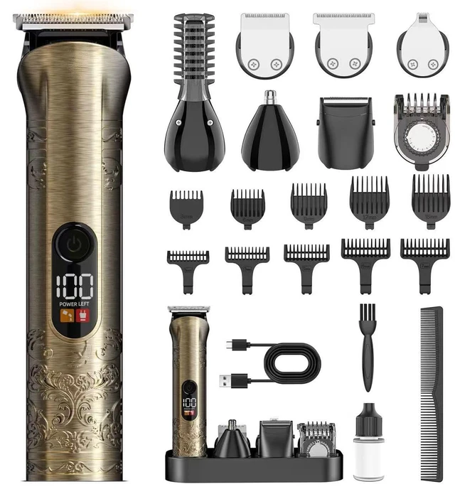 Main image of Solati Beard Trimmer for Men Professional Hair Clippers Kit with Zero Gapped Electric Waterproof Razor Shaver Set for Mustache Body Nose Ear Hair Facial Back Adjustable Precision Grooming Kit (Gold)