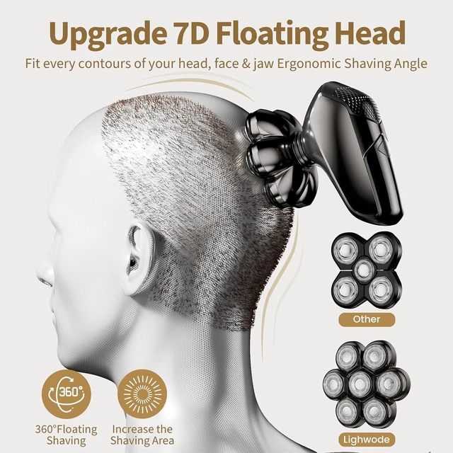 Alt view image 5 of 7 - SHPAVVER Head Shavers for Bald Men: 5-in-1 Upgraded Electric Razor - IPX7 Waterproof Shaving Grooming Kit for Balder - Turbo Speed & Precision Blades Valentine's Day (Ink Black)