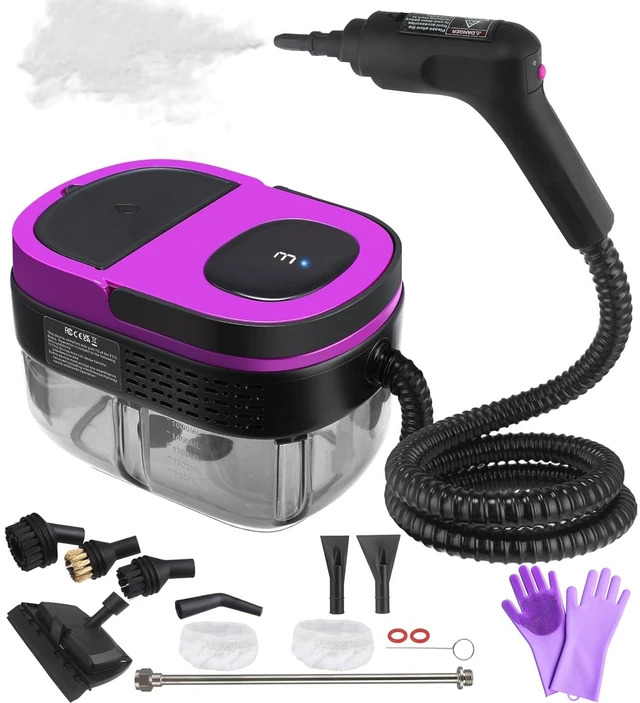 Main image of Steam Cleaner 2500W Handheld Steamer with 1.6L Tank, 3 Steam Levels, Portable Steam Cleaning Machine for Home, Car Detailing, Furniture, Bed Bugs & Grout Purple