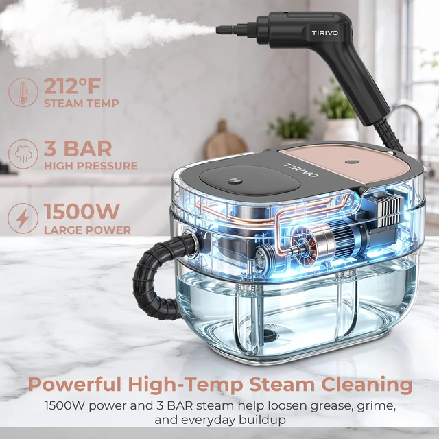 Alt view image 2 of 7 - Handheld Steam Cleaner for Home, Pink Portable Steamer for Cleaning