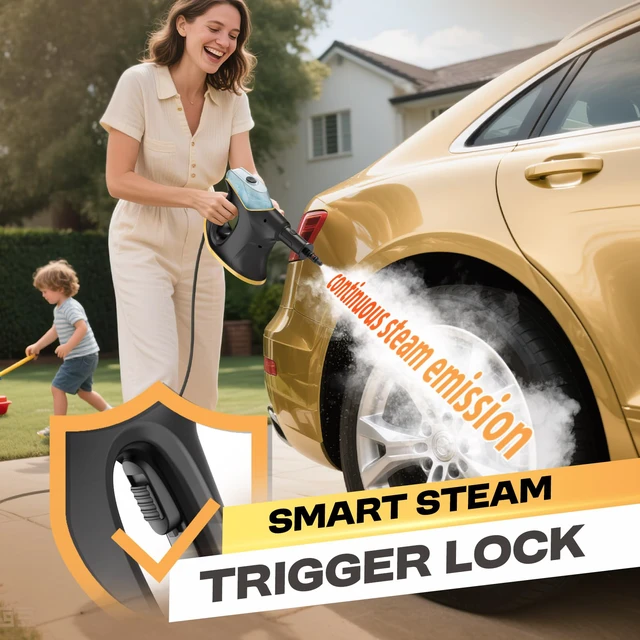 Alt view image 7 of 7 - Handheld Steamers for Cleaning, 1300W High Pressure Steam Cleaner for Home and Car, 10s Fast Heat-up, Multi-Purpose Steamer with 9pcs Accessories for Grout, Tile, Couch, Kitchen (Black)