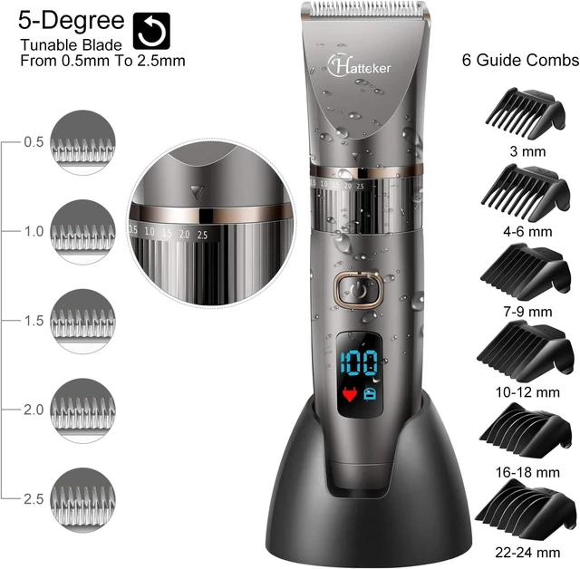 Alt view image 3 of 7 - Hatteker Beard Trimmer for Men Professional Hair Clipper Hair Trimmer Shaver Haircut Detail Cutting Kit for Men Cordless Waterproof