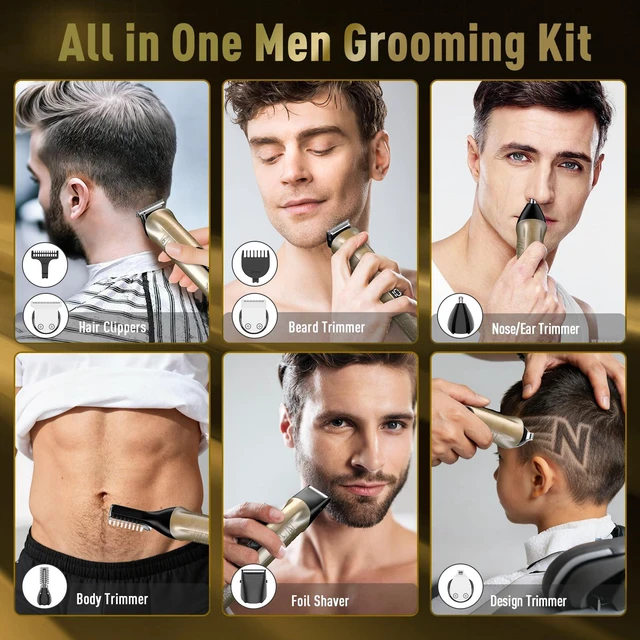 Alt view image 3 of 7 - Solati Beard Trimmer for Men Professional Hair Clippers Kit with Zero Gapped Electric Waterproof Razor Shaver Set for Mustache Body Nose Ear Hair Facial Back Adjustable Precision Grooming Kit (Gold)
