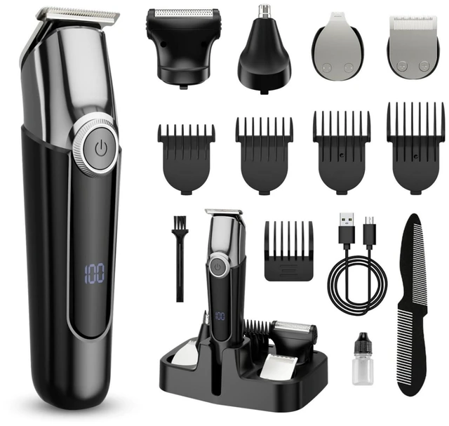 Main image of Beard Trimmer for Men, 5-in-1 Waterproof Electric Razor, Black
