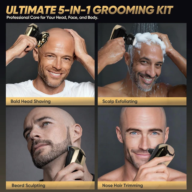 Alt view image 5 of 7 - Head Shavers for Bald Men, Electric Razor with 7D Magnetic Shaver Heads, Wet Dry Waterproof Bald Head Trimmer Kit for Women & Men, Nose Ear Hair Trimmer, USB Rechargeable Clippers, Bright Black