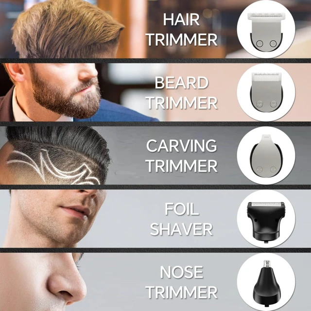 Alt view image 2 of 7 - Beard Trimmer for Men, 5-in-1 Waterproof Electric Razor, Black