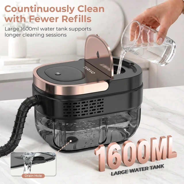 Alt view image 4 of 7 - Handheld Steam Cleaner for Home, Pink Portable Steamer for Cleaning