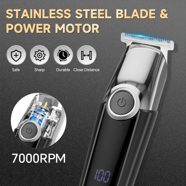 Alt view image 3 of 7 - Beard Trimmer for Men, 5-in-1 Waterproof Electric Razor, Black