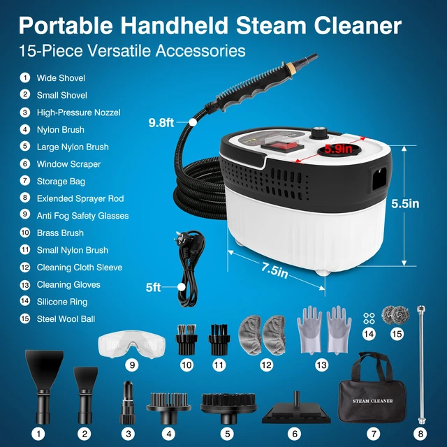 Alt view image 3 of 7 - Steam Cleaner with 15-in-1 Kit, Portable Steam Cleaner for Home & Car