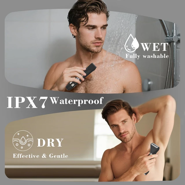 Alt view image 3 of 7 - Hatteker 4 in 1 Multifunctional Dual - Head Body Hair Trimmer for Men, IPX7 Waterproof Groin & Body Hair Groomer, Rechargeable Body Electric Shaver Razor