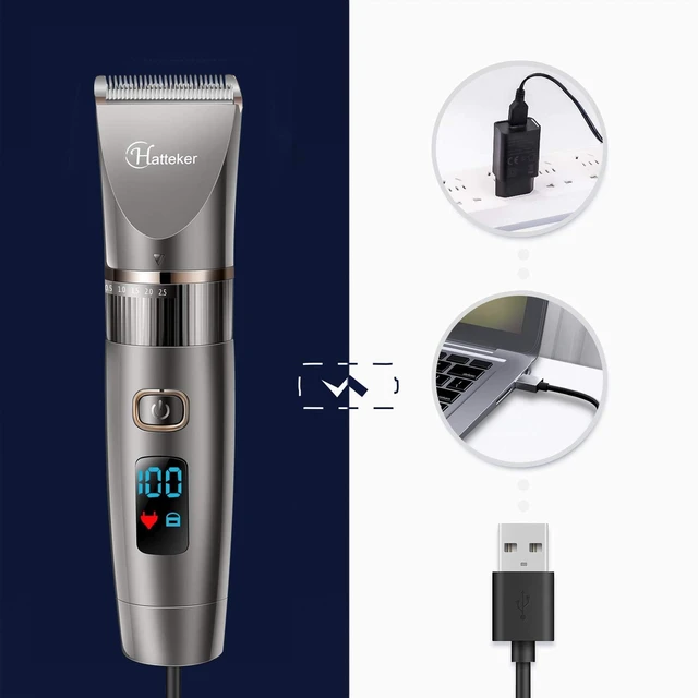Alt view image 7 of 7 - Hatteker Beard Trimmer for Men Professional Hair Clipper Hair Trimmer Shaver Haircut Detail Cutting Kit for Men Cordless Waterproof