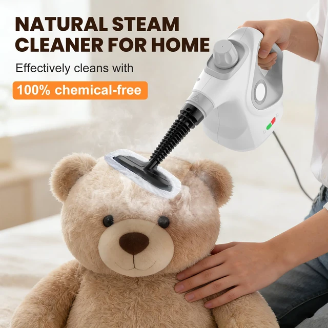 Alt view image 3 of 7 - Handheld Steam Cleaner for Home, Pressurized Portable Steamer for Cleaning with 14 Accessories for Multi-Surface Cleaning, Tiles, Kitchen, Bathroom & Car (Light Gray Cap&Light Grey Handle)