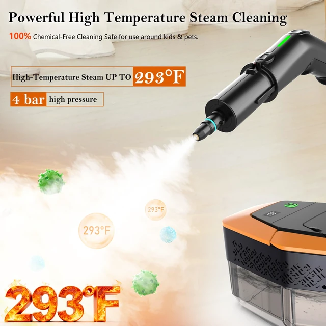 Alt view image 6 of 7 - Steam Cleaner, 3-Level Adjustable Handle, 15s Heat-Up, Steamer for Cleaning With 1.8L Large Tank, Dry Burn Protection, Handheld Steam Cleaner for Home, Bathroom, Tile, Grout,Car with 12pcs Accessories