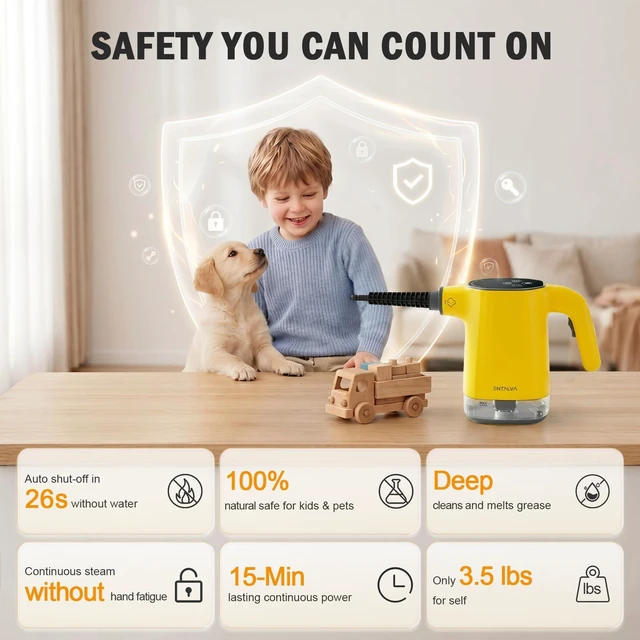 Alt view image 4 of 7 - Handheld Steam Cleaner for Home with LED Display, 15-Pcs Set