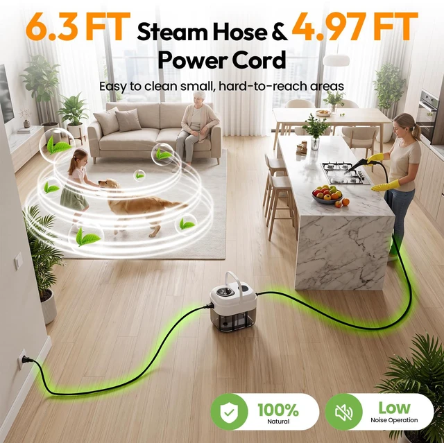 Alt view image 7 of 7 - Steam Cleaner, 6-Level Adjustable Handheld Steam Cleaner for Home & Car