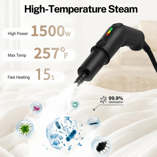 Alt view image 3 of 7 - Steam Cleaner, 3-Level Adjustable Pressurized Steam Cleaner for Home, 15s Heat-Up Handheld Steamer for Cleaning, 1.9 Qt Tank Portable Steam Cleaner for Car, Tile, Grout