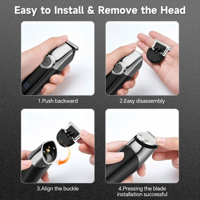 Alt view image 7 of 7 - Beard Trimmer for Men, 5-in-1 Waterproof Electric Razor, Black