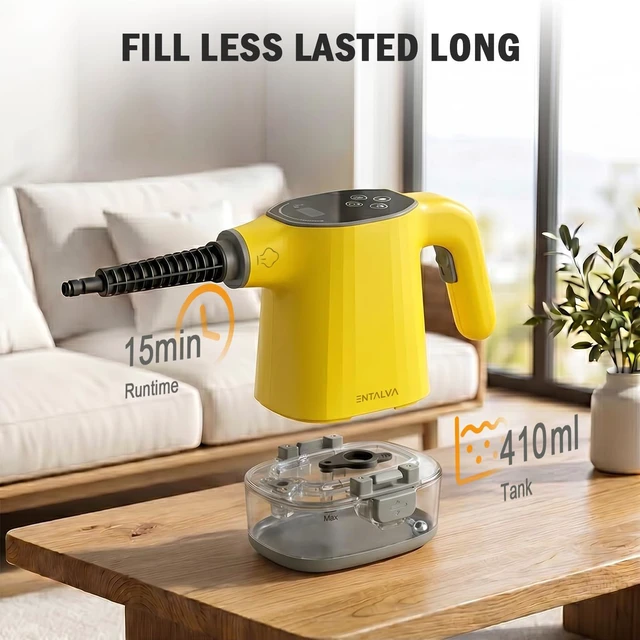 Alt view image 6 of 7 - Handheld Steam Cleaner for Home with LED Display, 15-Pcs Set