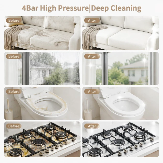 Alt view image 6 of 7 - Steam Cleaner, 3-Level Adjustable Pressurized Steam Cleaner for Home, 15s Heat-Up Handheld Steamer for Cleaning, 1.9 Qt Tank Portable Steam Cleaner for Car, Tile, Grout