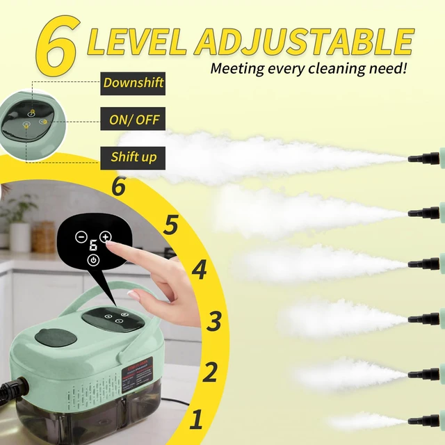 Alt view image 2 of 7 - Steam Cleaner,15s Heat-Up,1.1L Tank,6-Level Adjustable Handle,2500W Steamer for Cleaning,Portable Steamer for Home with 13PCS Accessories, High-pressure steamer for Home,Car,Dirt,Grease,Grout,Couch