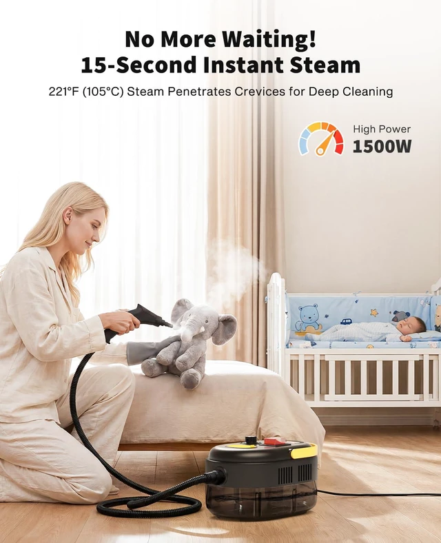 Alt view image 2 of 7 - Steam Cleaner, 15s Heat Up, 6 Level Adjustment with 18 Accessories, 1500W
