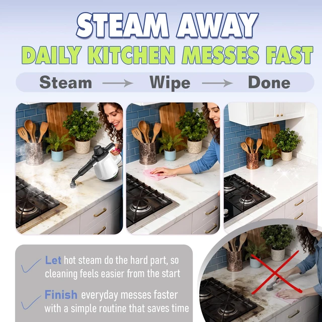 Alt view image 7 of 7 - Handheld Steam Cleaner, Steamer for Cleaning with 13 Accessories