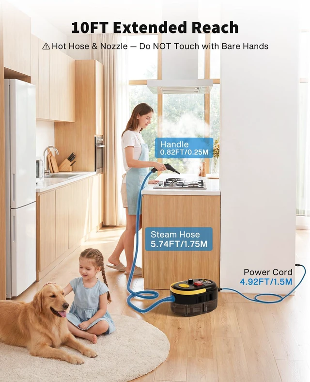 Alt view image 3 of 7 - Steam Cleaner, 15s Heat Up, 6 Level Adjustment with 18 Accessories, 1500W