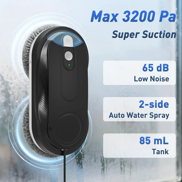 Alt view image 3 of 6 - KKI Window Cleaning Robot with Dual Spray for High-Rise Windows,Black