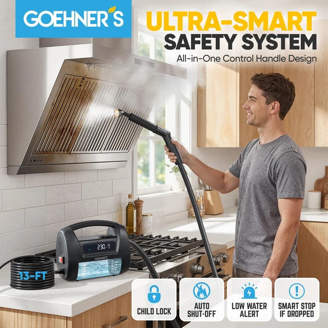 Alt view image 4 of 7 - 2026 Upgraded Handheld Steam Cleaner for Home, 30s Heats 230°F/3.5Bar High Pressure Hand held Steam Cleaner for Car Detailing with 13ft Cord, Steamer for Cleaning Grout
