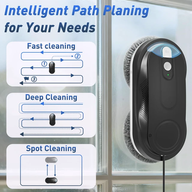 Alt view image 4 of 6 - KKI Window Cleaning Robot with Dual Spray for High-Rise Windows,Black