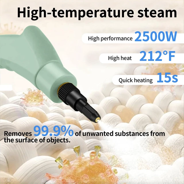 Alt view image 4 of 7 - Steam Cleaner,15s Heat-Up,1.1L Tank,6-Level Adjustable Handle,2500W Steamer for Cleaning,Portable Steamer for Home with 13PCS Accessories, High-pressure steamer for Home,Car,Dirt,Grease,Grout,Couch
