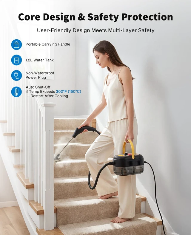Alt view image 5 of 7 - Steam Cleaner, 15s Heat Up, 6 Level Adjustment with 18 Accessories, 1500W