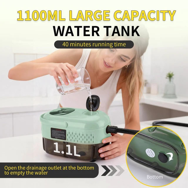 Alt view image 5 of 7 - Steam Cleaner,15s Heat-Up,1.1L Tank,6-Level Adjustable Handle,2500W Steamer for Cleaning,Portable Steamer for Home with 13PCS Accessories, High-pressure steamer for Home,Car,Dirt,Grease,Grout,Couch