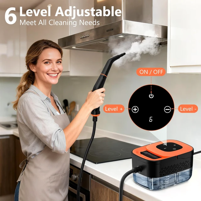 Alt view image 3 of 7 - Steam Cleaner, Portable Steamer for Cleaning with 16pcs Accessories, 6-Level Adjustable and 15s Heat-Up, Handheld Steam Cleaner for Home, Tile, Dirt, Grout, Grease, Car Detailing