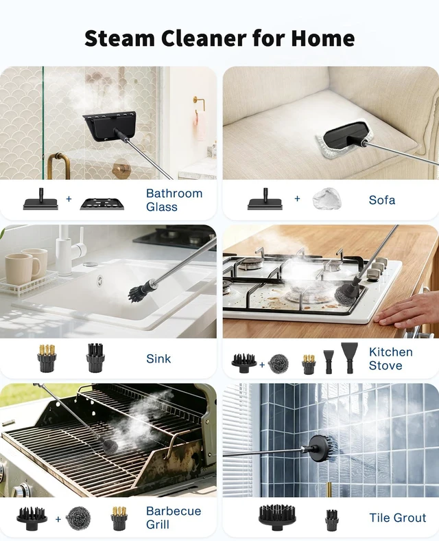 Alt view image 6 of 7 - Steam Cleaner, 15s Heat Up, 6 Level Adjustment with 18 Accessories, 1500W