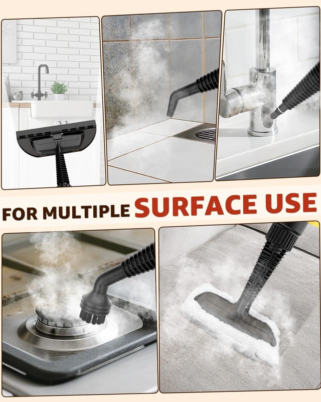 Alt view image 6 of 7 - Steam Cleaner, Powerful Pressurized Handheld Steam Cleaner for Home, Multi-Surface Portable Steamer for Deep Cleaning Kitchen Grease, Bathroom, Car, Upholstery, Floor, Grout & Tile