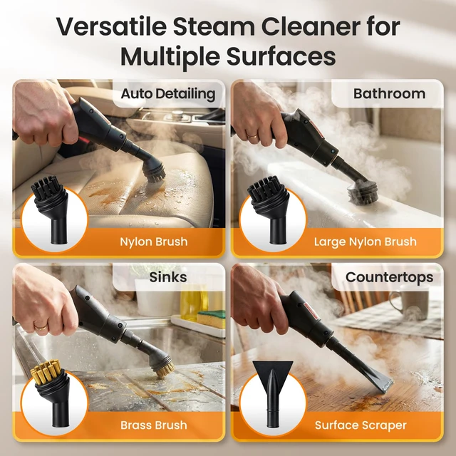 Alt view image 6 of 7 - 2500W Handheld Steam Cleaner for Home, 6-Level High Pressure Steam Gun, Steam Machine w/40.6oz Tank, Portable Car Steamer for Auto Detailing & Cleaning, Car, Floor, Furniture, Tile Grout, Wall