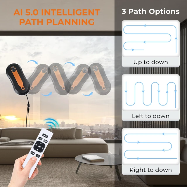 Alt view image 4 of 7 - FRUITEAM Automatic Window Cleaner Robot with Dual Direction Auto-Spray