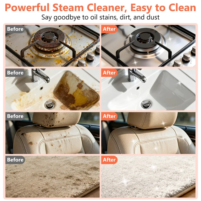 Alt view image 6 of 7 - Steam Cleaner, Portable Steamer for Cleaning with 16pcs Accessories, 6-Level Adjustable and 15s Heat-Up, Handheld Steam Cleaner for Home, Tile, Dirt, Grout, Grease, Car Detailing