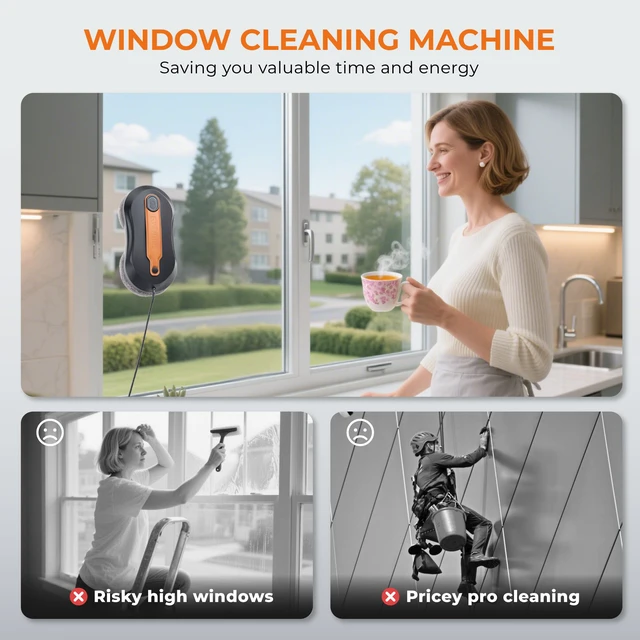 Alt view image 6 of 7 - FRUITEAM Automatic Window Cleaner Robot with Dual Direction Auto-Spray