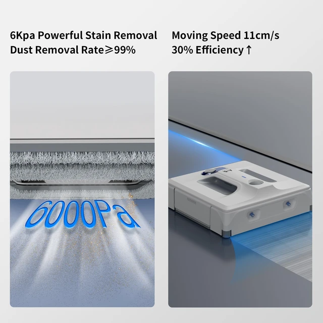 Alt view image 5 of 7 - HUTT A1 Auto Window Cleaning Robot, Upgraded 4 Water Spray & 6000PA High Suction Power Window Cleaner with Laser Sensor Detection, Perfect for High-Rise Windows, Tiles and Glass