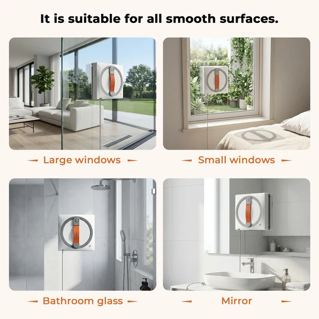 Alt view image 6 of 7 - WA9C Pro Window Cleaning Robot, 4-Nozzle Dual Spray, 6 Cleaning Modes