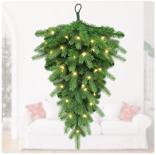 Main image of Pre-Lit Christmas Teardrop Swag, 24" Door Swag with 30 LED