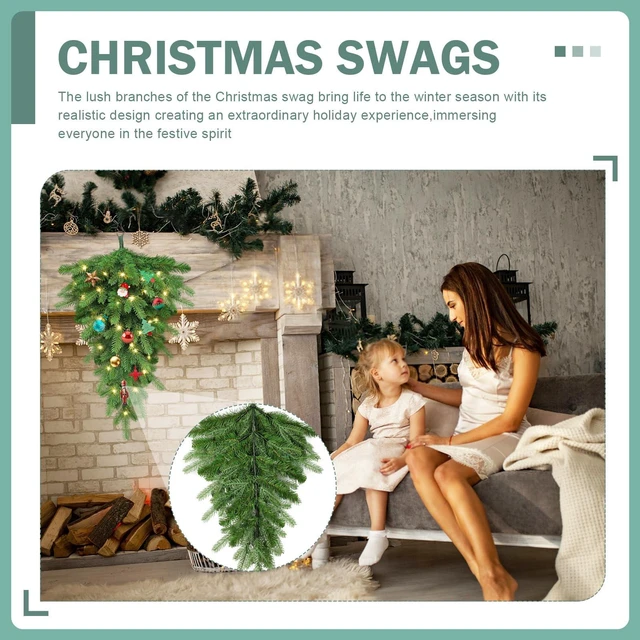 Alt view image 5 of 7 - Pre-Lit Christmas Teardrop Swag, 24" Door Swag with 30 LED