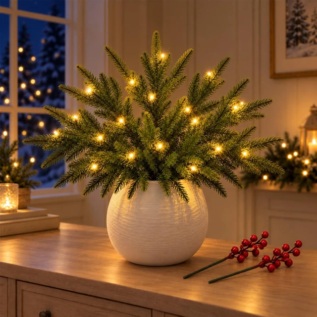 Main image of Enchanted Evergreen Pine with Lights, Lighted Branches for Vase Decor,5P