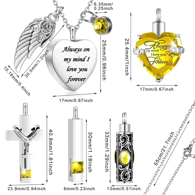 Alt view image 2 of 7 - Fumete 5 Pcs Urn Necklaces for Ashes Cremation Keepsake
