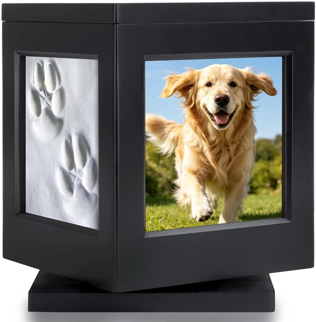 Main image of Personalized Dog Urn for Ashes, Wooden Memorial Keepsake for Cat
