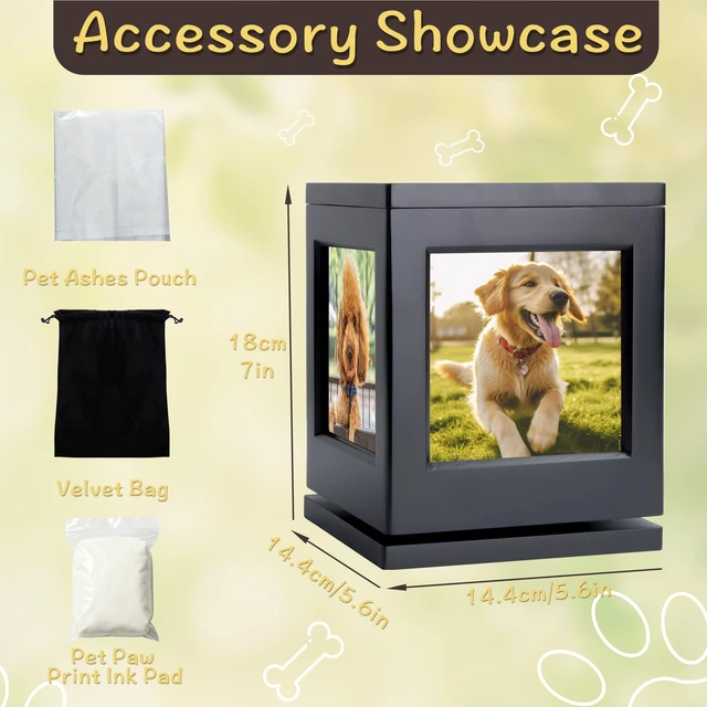 Alt view image 2 of 7 - Personalized Dog Urn for Ashes, Wooden Memorial Keepsake for Cat