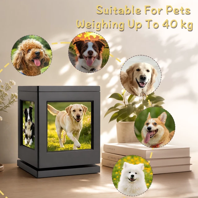 Alt view image 5 of 7 - Personalized Dog Urn for Ashes, Wooden Memorial Keepsake for Cat