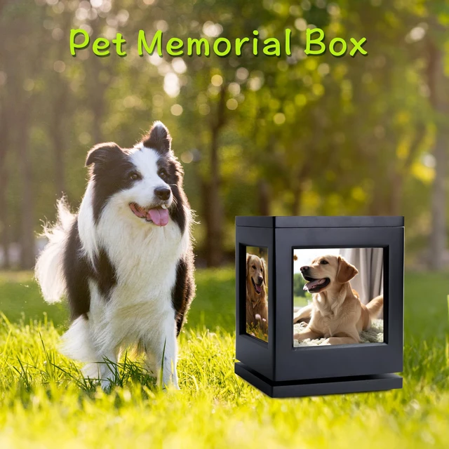 Alt view image 7 of 7 - Personalized Dog Urn for Ashes, Wooden Memorial Keepsake for Cat